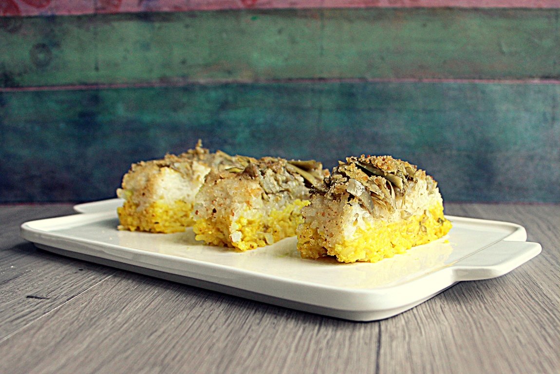 Timballo di riso alla curcuma e carciofi
