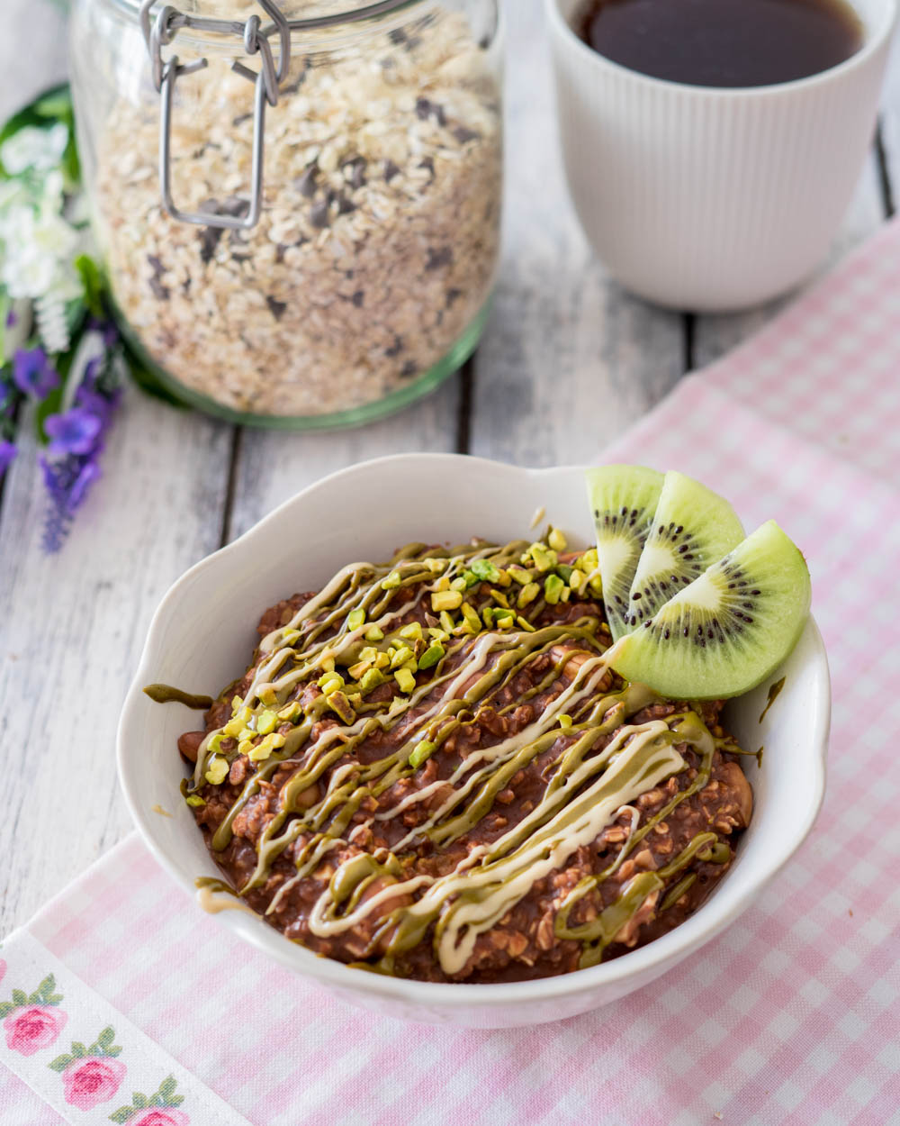 Porridge cioccolato e pistacchio