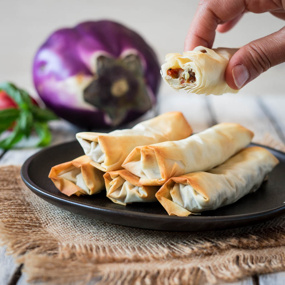 Involtini di melanzane e pasta fillo