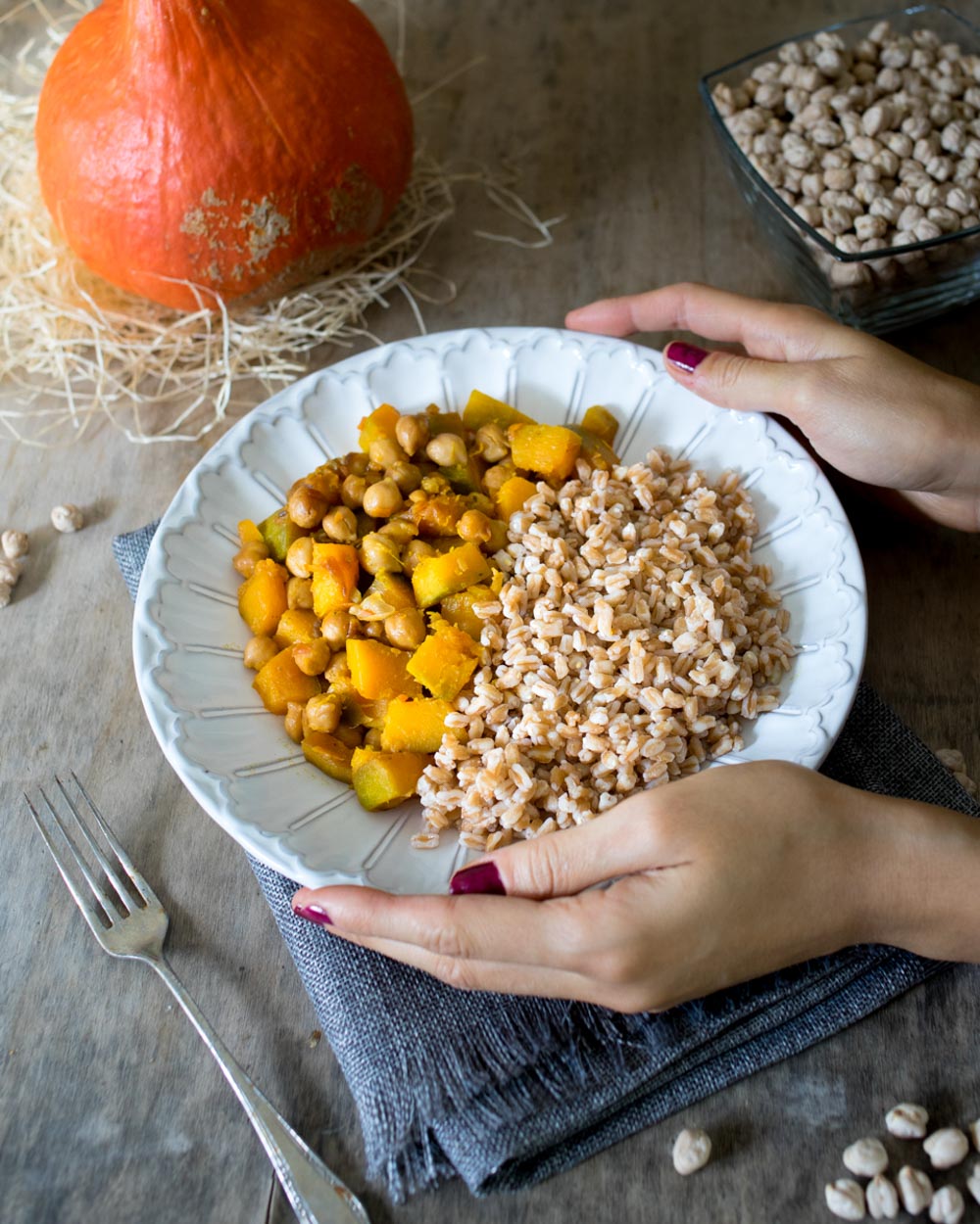 Cereali con zucca e ceci